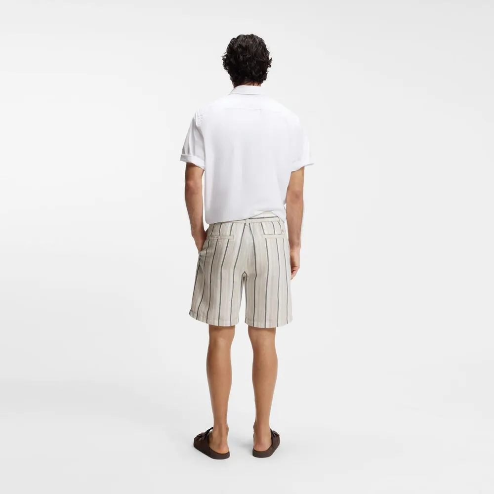 Boss BOSS ORANGE Striped Short in a linen-cotton blend (Ricoplus) detail 3