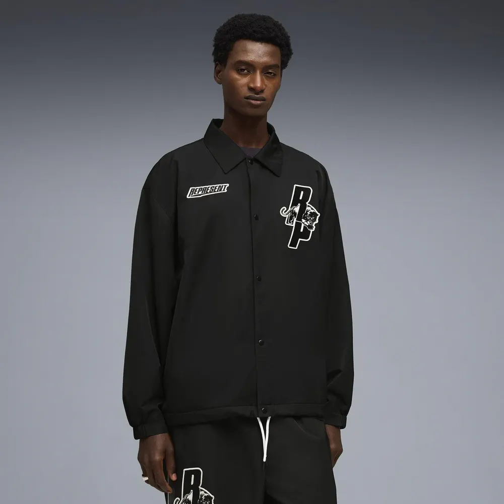 PUMA x Represent Men's Coach Jacket in Puma Black, additional product view 3