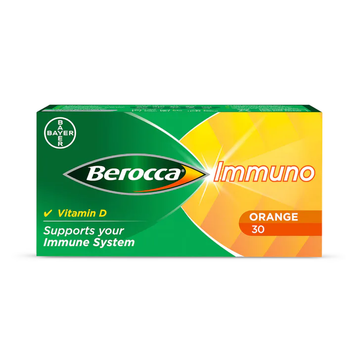 Berocca Immuno Effervescent Tablets Orange Flavour 30 Tablets