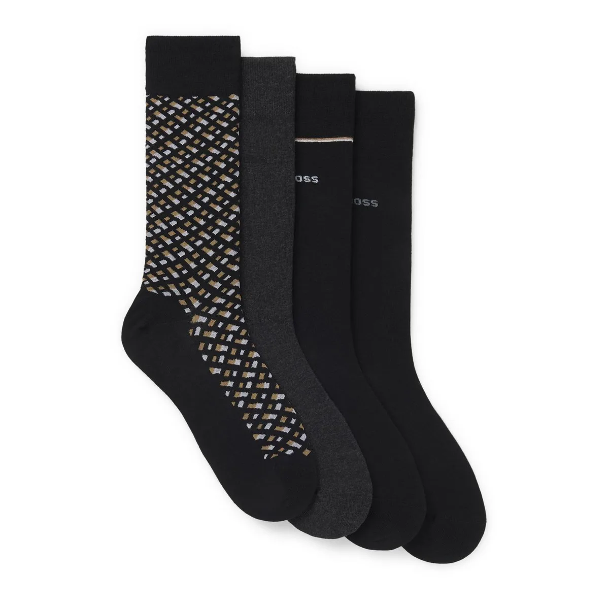 Boss BOSS 4 Pack Premium Crew Socks with Logo Detail (Gift Set)