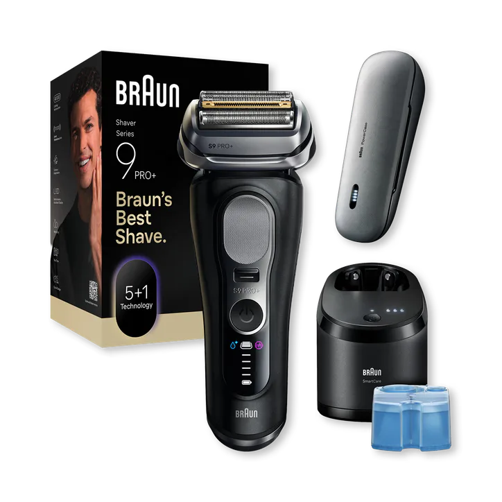 BRAUN Series 9 PRO+ Electric Shaver, Pro SensoAdapt, SmartCare Center, 9670CC, Black