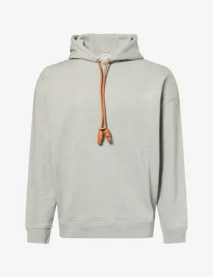 LOEWE Leather-Drawstring Logo-Embroidered Cotton Hoody