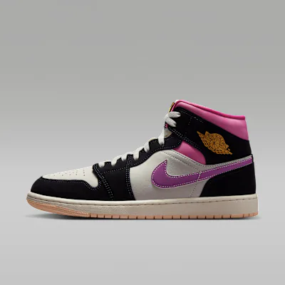 Jordan Air Jordan 1 Mid SE Men's Shoes - Black/Sail/Pinksicle/University Gold
