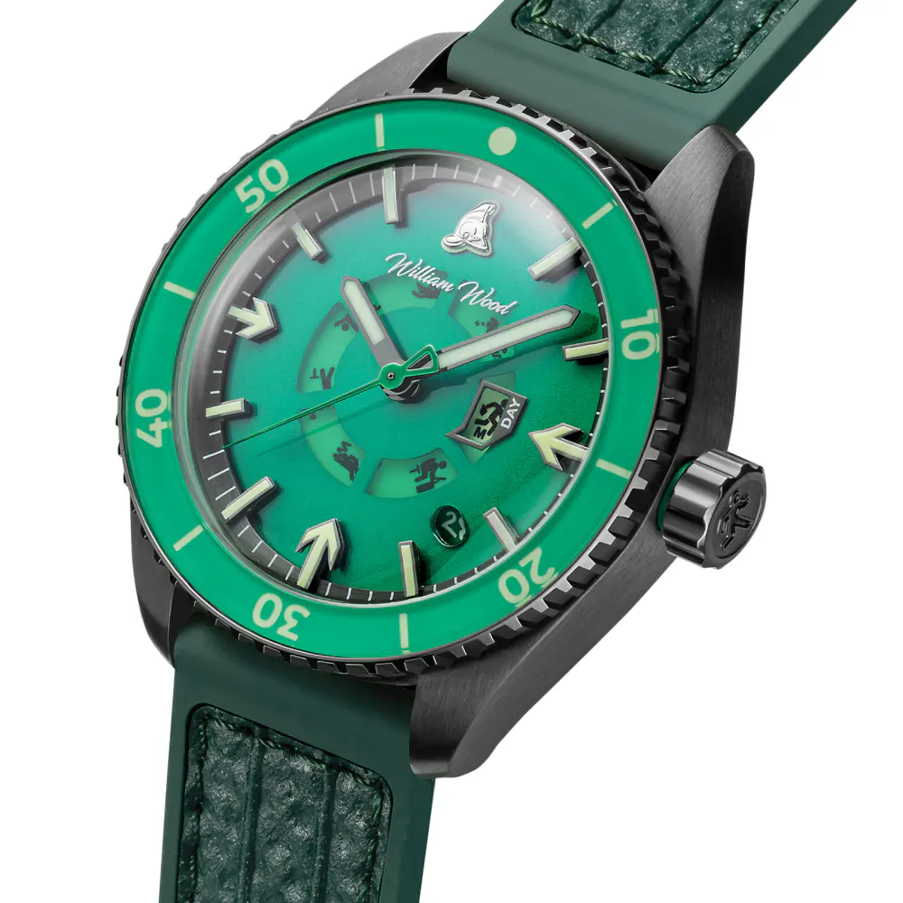 William Wood Fire Exit Man 41mm Mens Watch Green in Green, additional product view 2