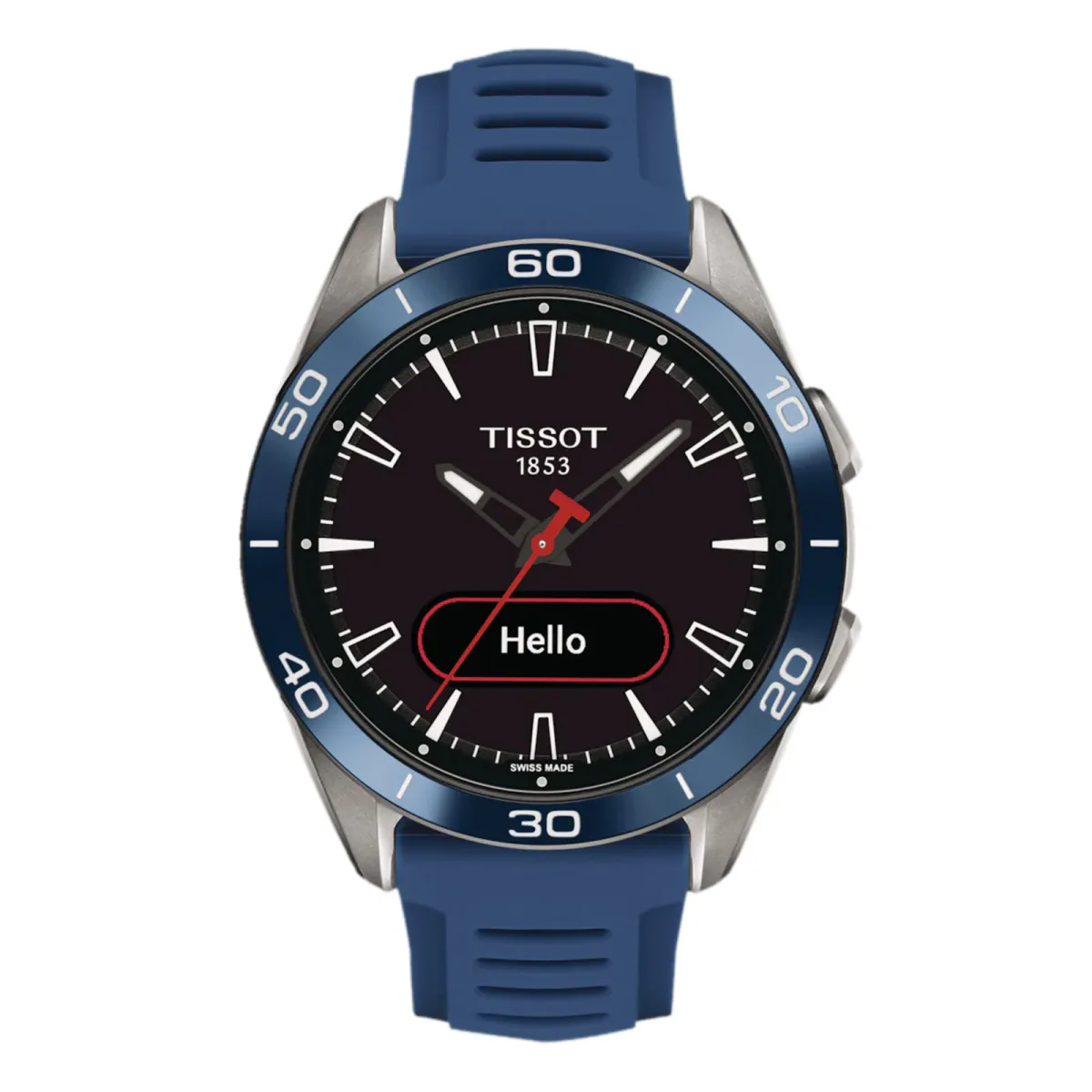 Tissot T-Touch Connect Sport 44mm Unisex Watch Black With Blue Silicone Strap