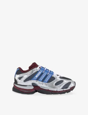 ADIDAS Adistar Mesh and Faux-Leather Trainers - 4.5 in AUCO SILVMT BLUFUS – Mens | Trainers | Lace up trainers