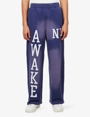 AWAKE NY Text Logo-Embroidered Cotton Jogging Bottoms detail 3