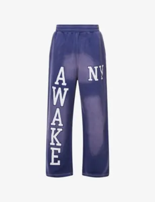 AWAKE NY Text Logo-Embroidered Cotton Jogging Bottoms
