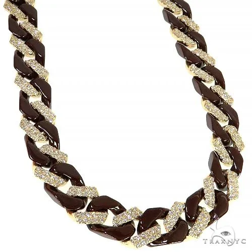 RINA - For Him CUSTOM 14K Gold Ceramic Diamond Miami Cuban n 68176 in Rose Gold – Chain