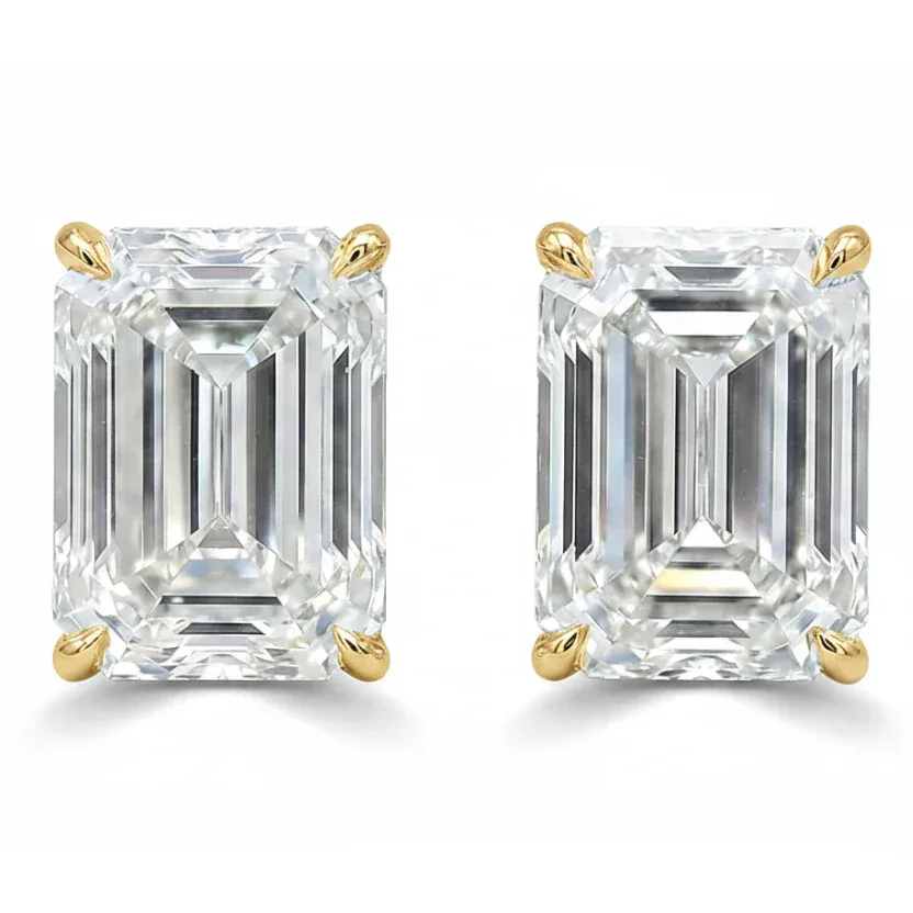 ANNA - EVOLVD DIAMOND 3 Ctw Emerald-Cut Diamond Studs (Lab) 71334 in Yellow Gold – Earrings