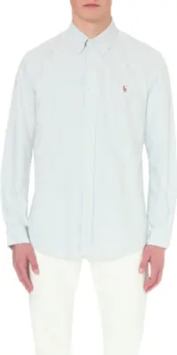 POLO RALPH LAUREN Long-sleeved button-down custom-fit cotton Oxford shirt - BSR BLU/WHT detail 3