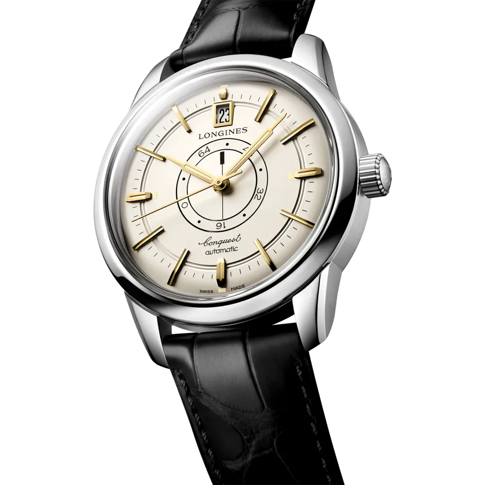 Longines Conquest Heritage Central Power Reserve 38mm Mens Watch Cream detail 2
