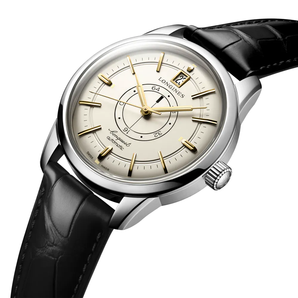Longines Conquest Heritage Central Power Reserve 38mm Mens Watch Cream detail 3