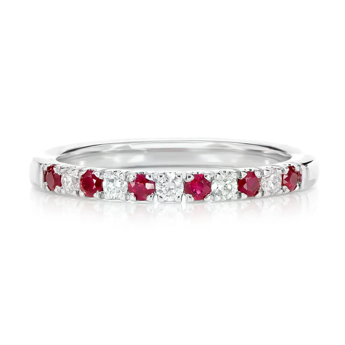 For Him Ruby and Diamond Alternating Band Ring in White Gold / Lab Grown Diamond – Ring