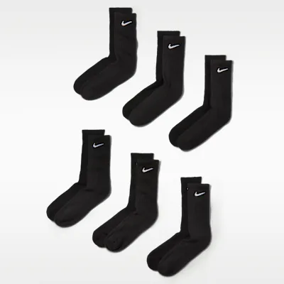 Nike Everyday Cushioned Training Crew Socks (6 Pairs) - Black/White in Black/White – Nike men's and unisex