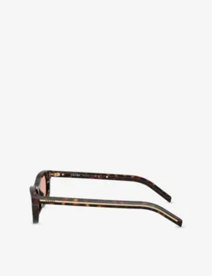 PRADA PR D05S Rectangle-Frame Tortoiseshell Acetate Sunglasses detail 2