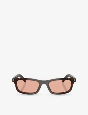PRADA PR D05S Rectangle-Frame Tortoiseshell Acetate Sunglasses
