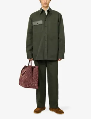 BOTTEGA VENETA Gabardine Leather-Patch Cotton Shirt detail 2