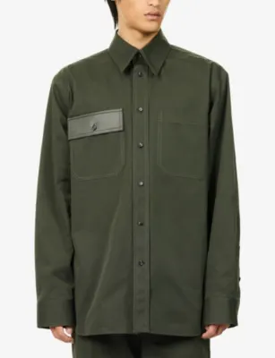BOTTEGA VENETA Gabardine Leather-Patch Cotton Shirt detail 3