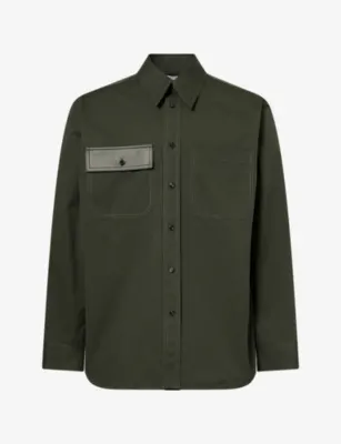 BOTTEGA VENETA Gabardine Leather-Patch Cotton Shirt