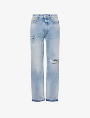 REPRESENT Heaton Distressed Straight-Leg Denim Jeans