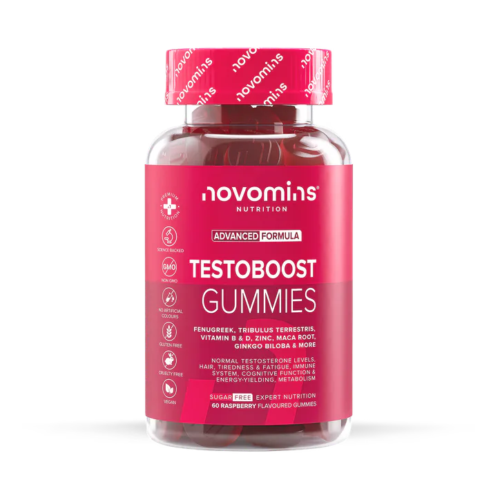 Novomins Testoboost Raspberry Flavoured 60 Gummies