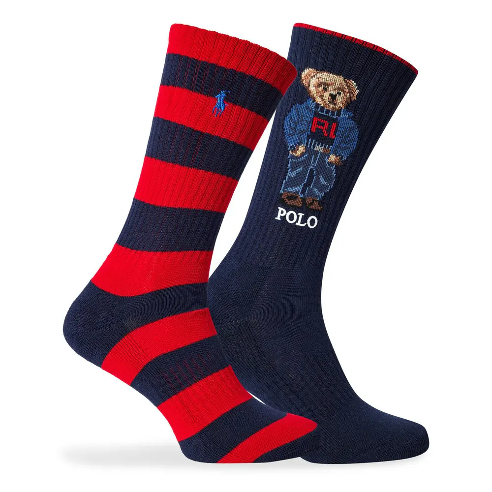 Polo Ralph Lauren Mens 2-Pack Polo Bear Crew Socks