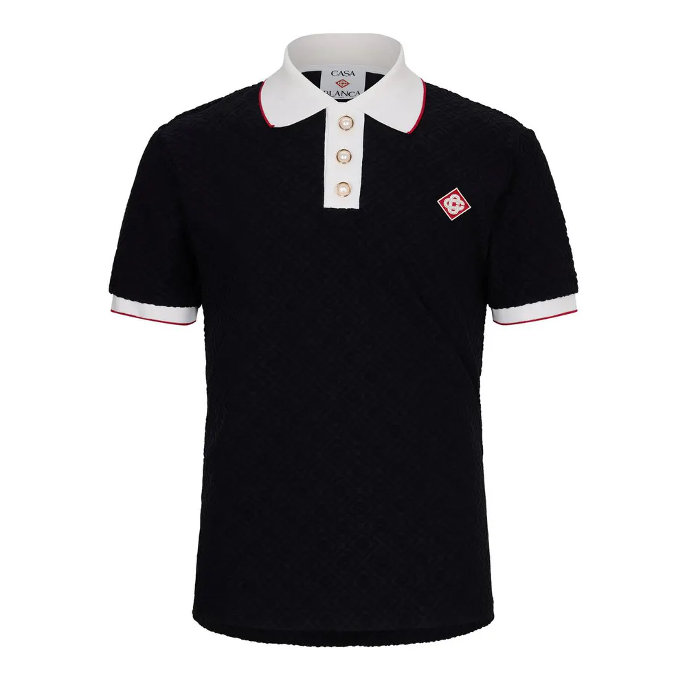 Casablanca Mens Knit Monogram Polo Shirt