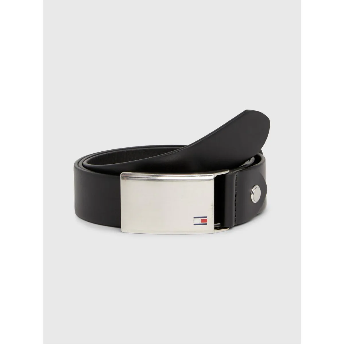 Tommy Hilfiger Men's Logo Plaque Leather Belt