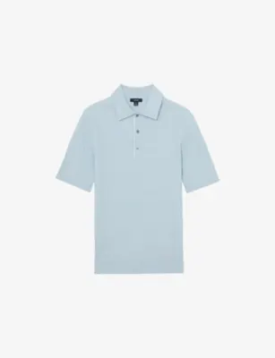 REISS Era Half-Button Textured-Knit Polo - OATMEAL BROWN detail 2