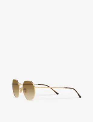 RAY-BAN RB3565 Jack hexagonal-frame gold-toned metal sunglasses detail 3