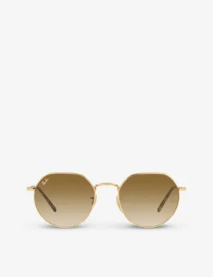 RAY-BAN RB3565 Jack hexagonal-frame gold-toned metal sunglasses