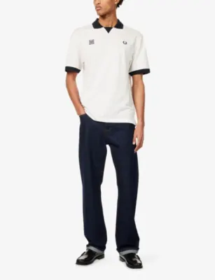 FRED PERRY x Meyba Monogram-Print Cotton Polo Shirt in ECRU, additional product view 2