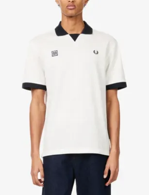 FRED PERRY x Meyba Monogram-Print Cotton Polo Shirt in ECRU, additional product view 3