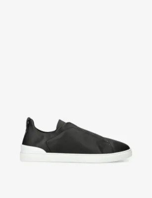 ZEGNA X3 Triple Stitch Secondskin Shearling Leather Low-Top Trainers - EUR 42.5 / 8.5 UK MEN in BLACK – Mens | Trainers | Lace up trainers