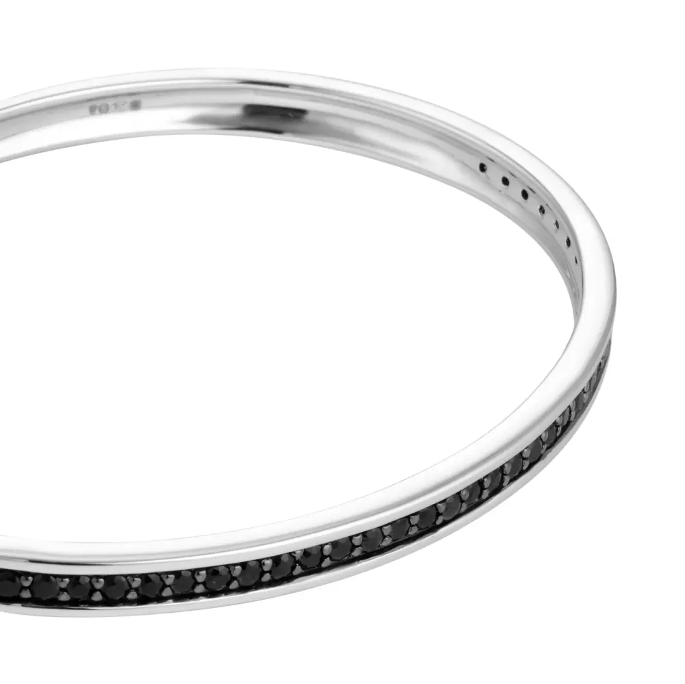 For Him Sterling Silver Black Sapphire Bangle detail 2