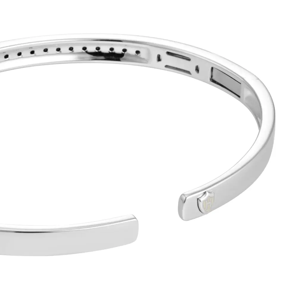 For Him Sterling Silver Black Sapphire Bangle detail 3