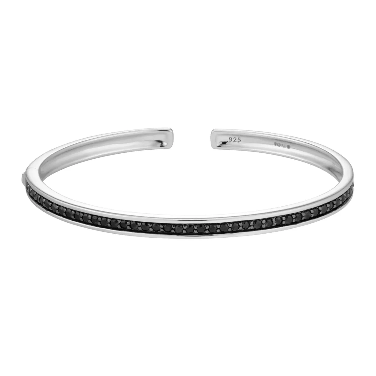 For Him Sterling Silver Black Sapphire Bangle