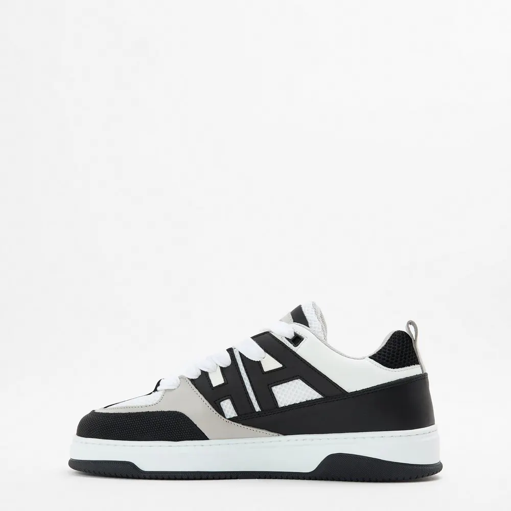 Android Homme Men's Skate Padded Chunky Trainers in White/Black, additional product view 2