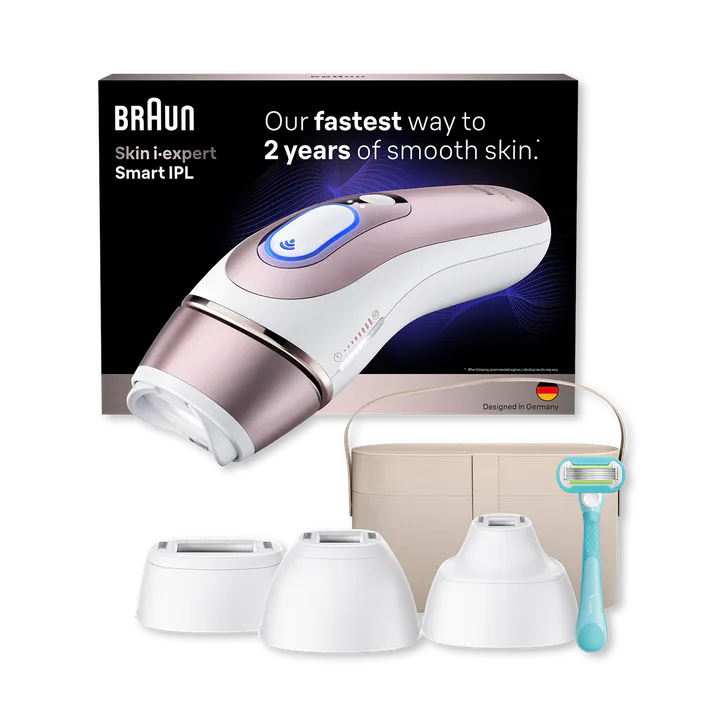 BRAUN Smart IPL Skin i·expert, At Home Hair Removal, With Free App, 4 Smart Heads, PL7441