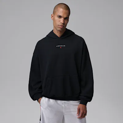 Jordan Flight Fleece Men's Oversized Pullover Hoodie - Black
