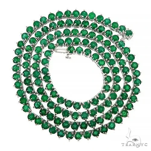 PIA - For Him GEMSTONES 14K Gold 3 Prong Emerald Tennis Chain 66796 in Rose – Chain