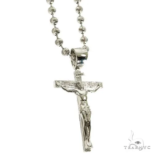 MARYAM - For Him SILVER Silver Crucifix Jesus Cross Pendant Moon Chain Set 70000 in 24 Inches – Pendant Set