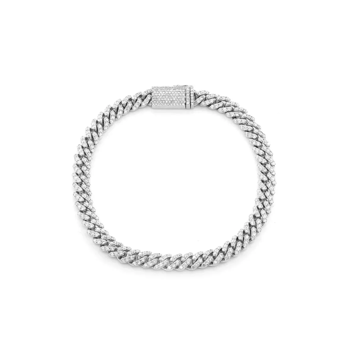 For Him Miami Cuban Diamond Bracelet in 6mm / 4.25ctw / White Gold / 7" – Bracelet