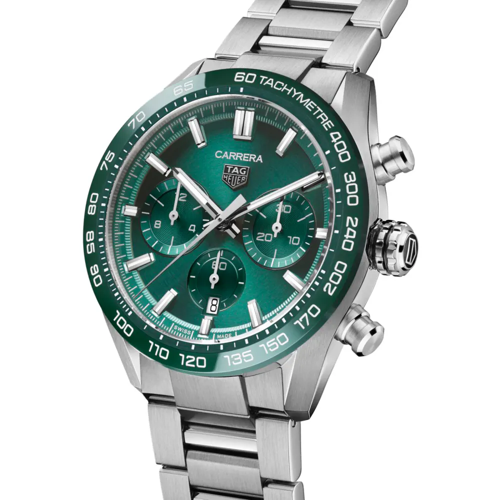 TAG Heuer Carrera Chronograph 44mm Mens Watch Green Stainless Steel in Green, additional product view 2
