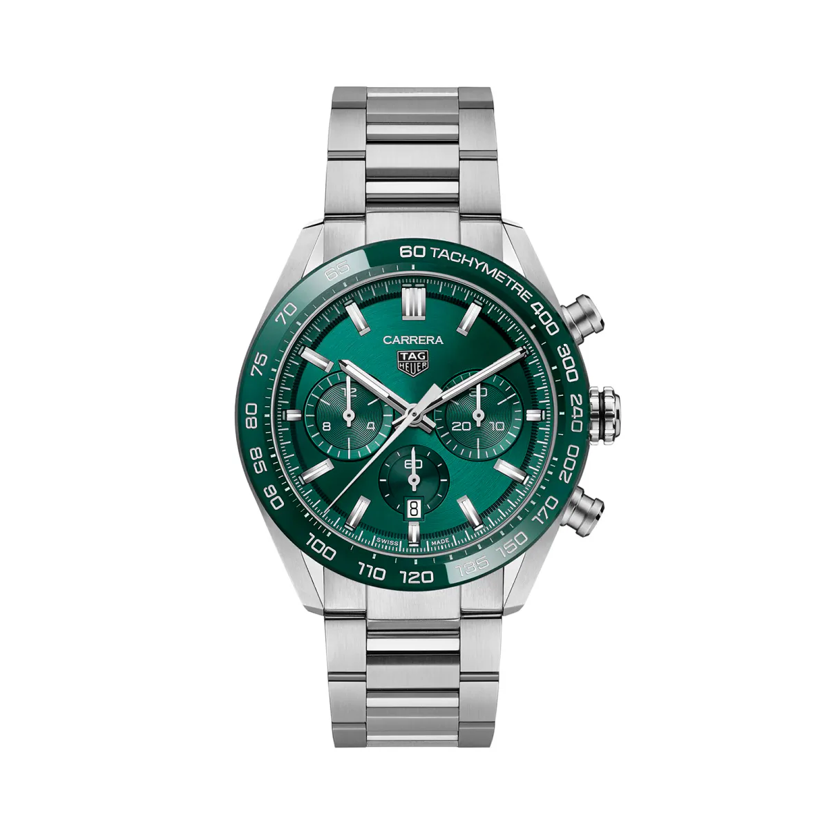 TAG Heuer Carrera Chronograph 44mm Mens Watch Green Stainless Steel