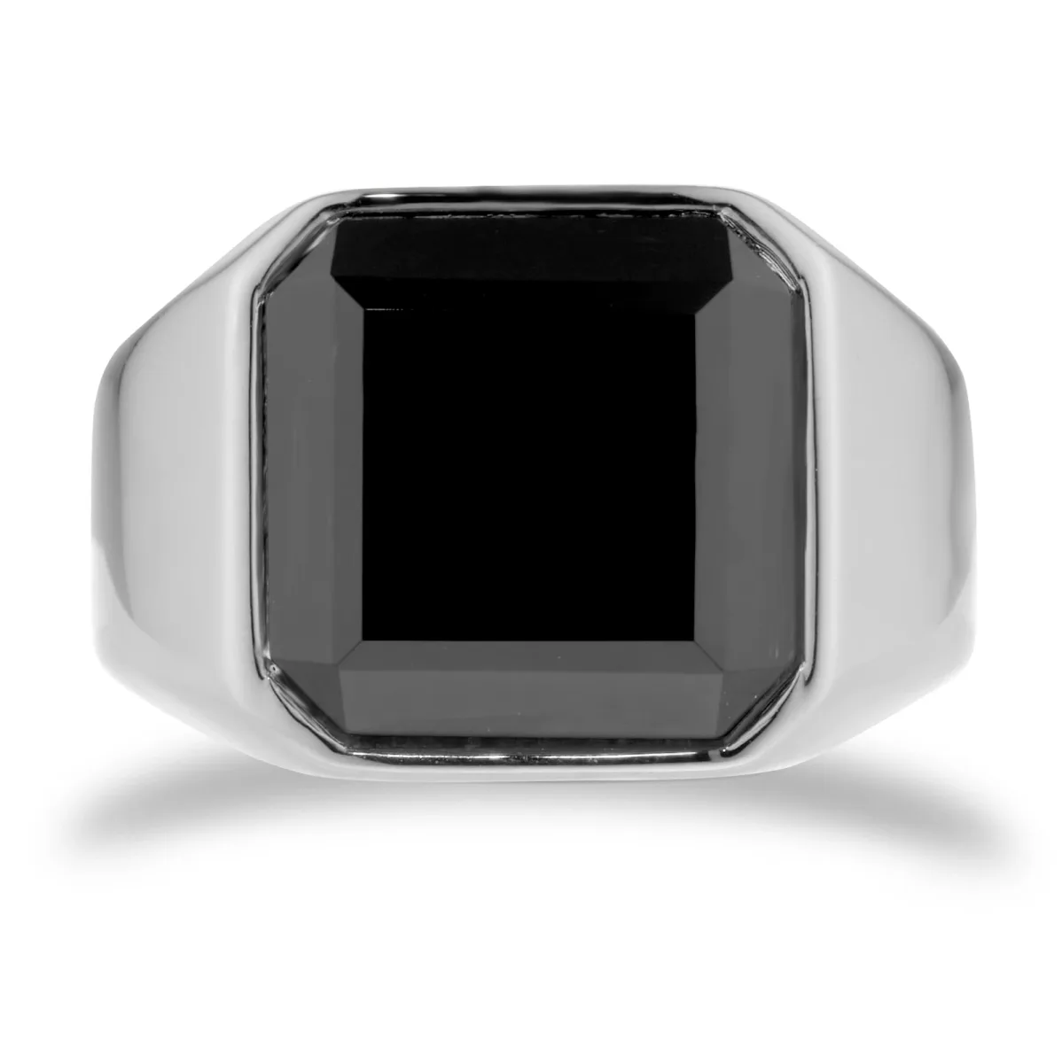 For Him Sterling Silver Cushion Shaped Onyx Signet Ring