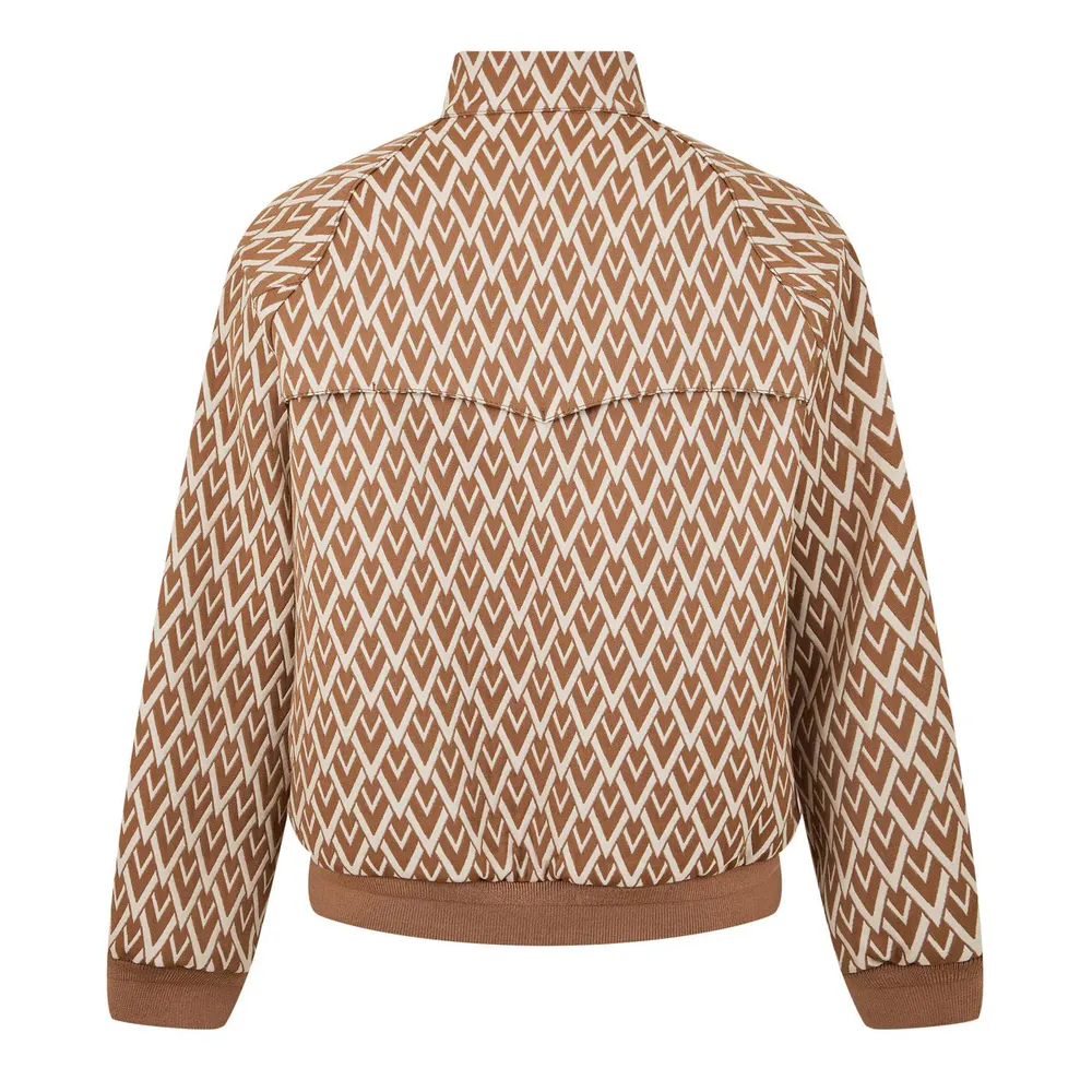 Valentino Men's All Over Logo Wool Long Sleeve Softshell Jacket in Camel/Cream, additional product view 2