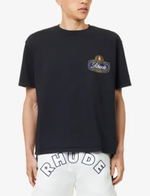 RHUDE Racing Crest Printed Cotton T-Shirt detail 3