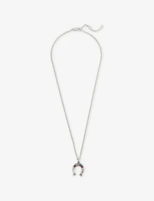 TWOJEYS Horseshoe Multi Stone Silver-Plated Brass Necklace